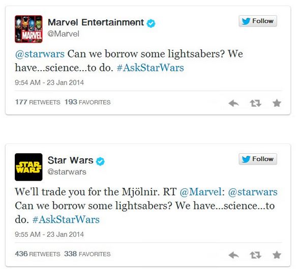 Tweet War Star Wars Marvel 1