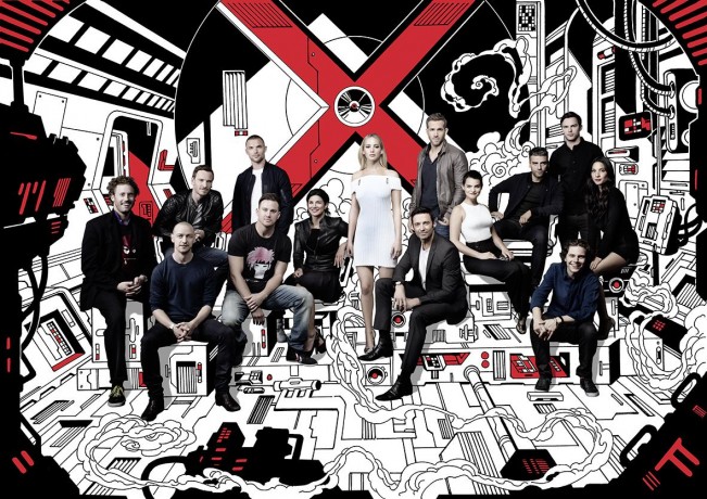 Univers XMen photo de famille des acteurs UNE et Illu