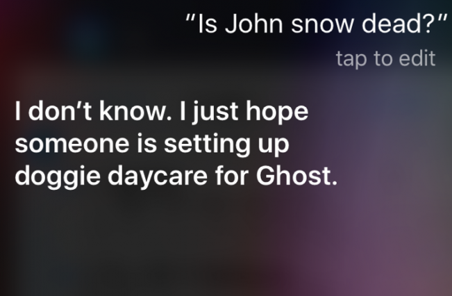 Game Of Thrones saison 6 Siri donne des nouvelles de Jon Snow réponse 1